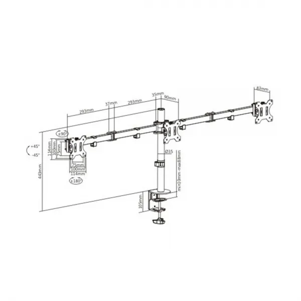 Настольный кронштейн Brateck LDT12-C034N для 3-х мониторов (13\