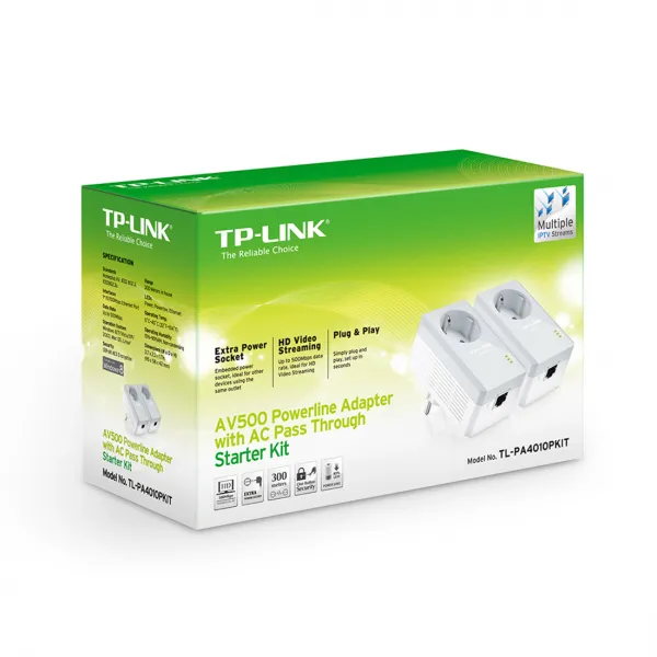 Комплект Powerline адаптеров TP-Link TL-PA4010PKIT купить с доставкой