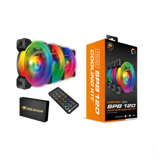 Комплект кулеров для компьютерного корпуса Cougar VORTEX SPB RGB COOLING KIT - 3 в1 купить с доставкой