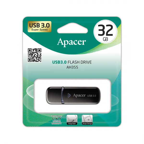 USB-накопитель Apacer AH355 32GB Чёрный купить с доставкой