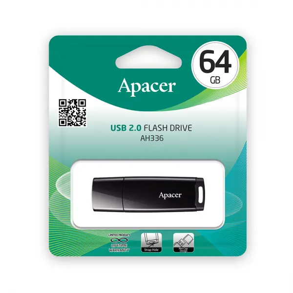 USB-накопитель Apacer AH336 64GB Чёрный купить с доставкой