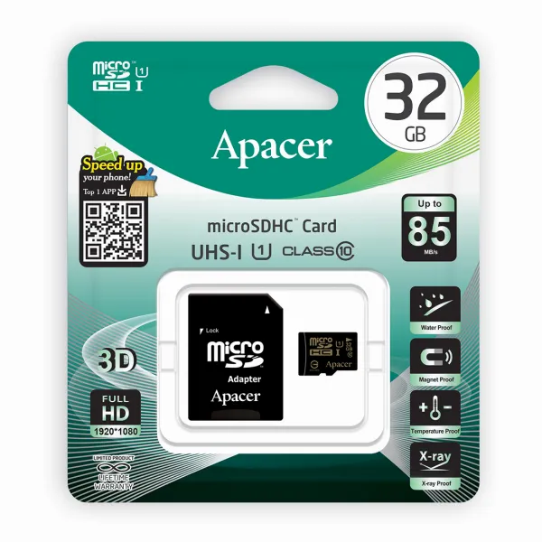 Карта памяти Apacer AP32GMCSH10U1-R 32GB + адаптер купить с доставкой