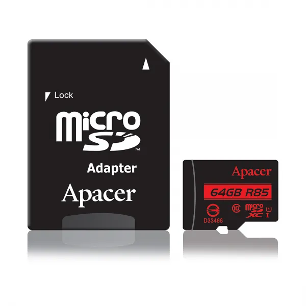 Карта памяти Apacer AP64GMCSX10U5-R 64GB + адаптер купить с доставкой