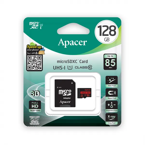 Карта памяти Apacer AP128GMCSX10U5-R 128GB + адаптер купить с доставкой