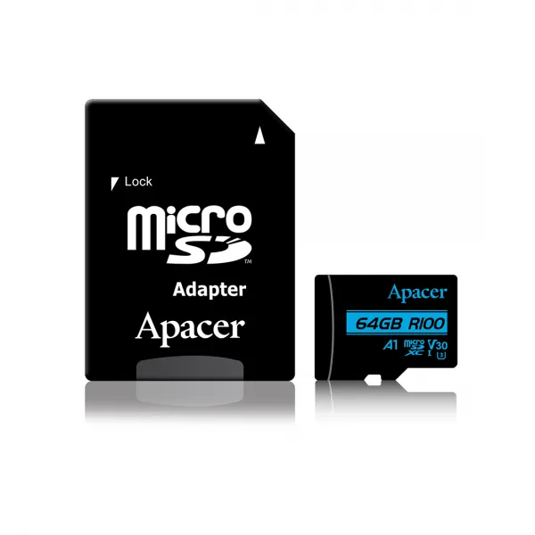 Карта памяти Apacer AP64GMCSX10U7-R 64GB + адаптер купить с доставкой