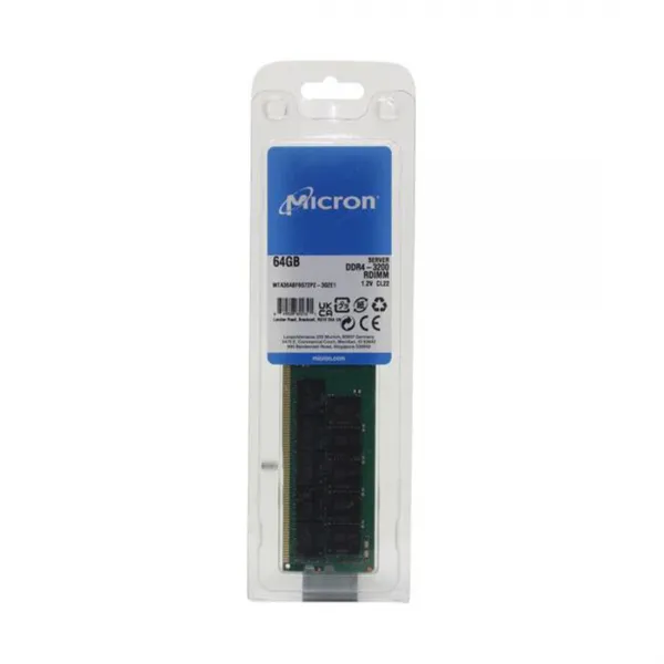 Модуль памяти MICRON MTA36ASF8G72PZ-3G2F1 DDR4 RDIMM 64GB 2Rx4 3200 CL22 (16Gbit) купить с доставкой