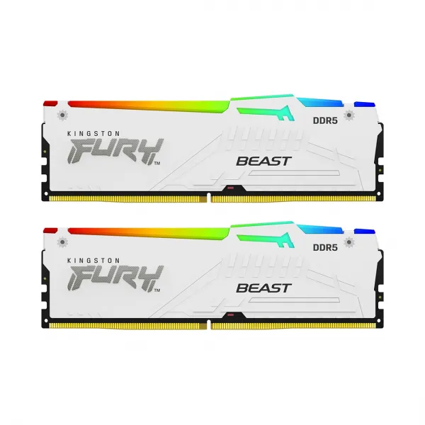 Комплект модулей памяти Kingston FURY Beast White RGB EXPO KF552C36BWEAK2-32 DDR5 32GB (Kit 2x16GB) купить с доставкой