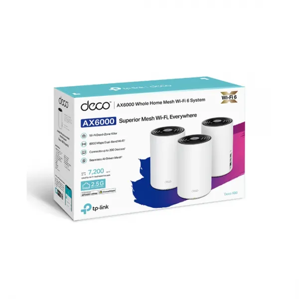 Домашняя Mesh-система Wi-Fi 6 TP-Link Deco X80(3-pack) купить с доставкой