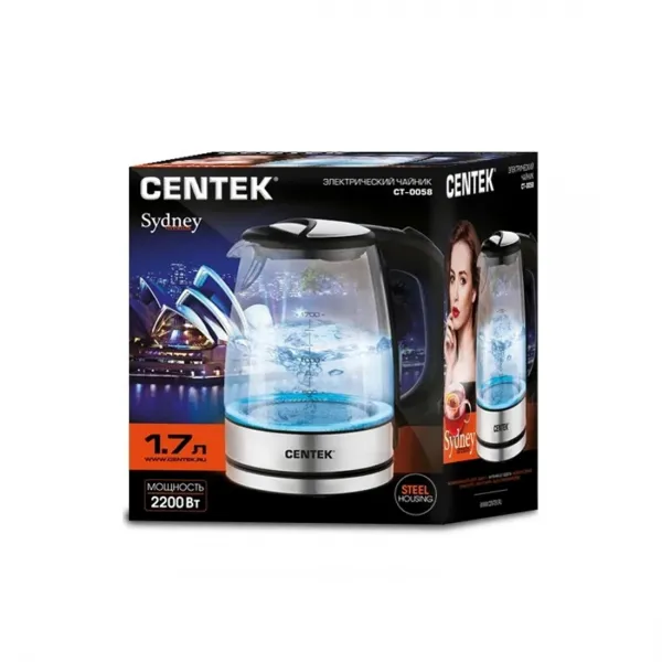 Чайник Centek CT-0058 Sydney стекло купить с доставкой