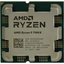 Процессор AMD Ryzen 9 7900X 4,7Гц (5,6ГГц Turbo) Zen4 12-ядер 24-потоков, 12MB L2, 64MB L3, 170W-230W, AM5, OEM, 100-000000589