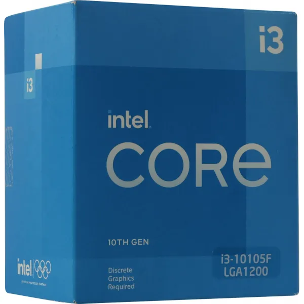 CPU Intel Core i3-10105F 3,7GHz (4,4GHz) 6Mb 4/8 Core Comet Lake 65W FCLGA1200 BOX (BX8070110105F) купить с доставкой