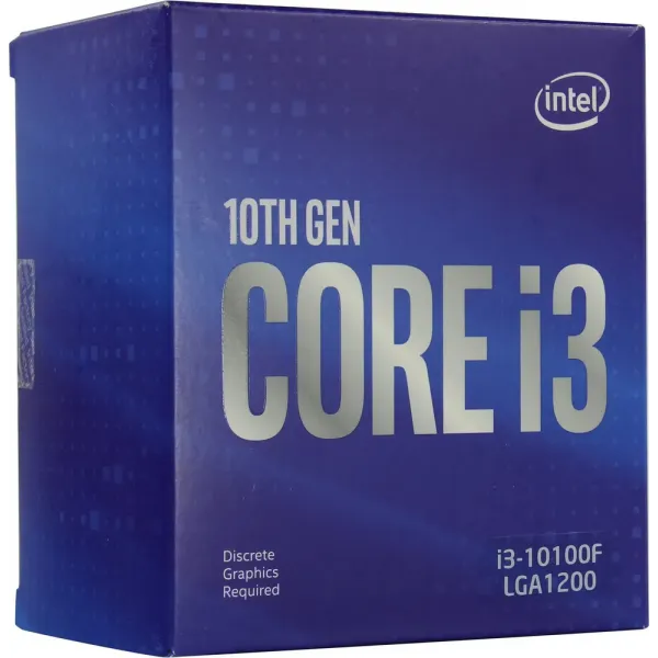 CPU Intel Core i3-10100F 3,6GHz (4,3GHz) 6Mb 4/8 Core Comet Lake 65W FCLGA1200 BOX with Cooler (BX8070110100F) купить с доставкой