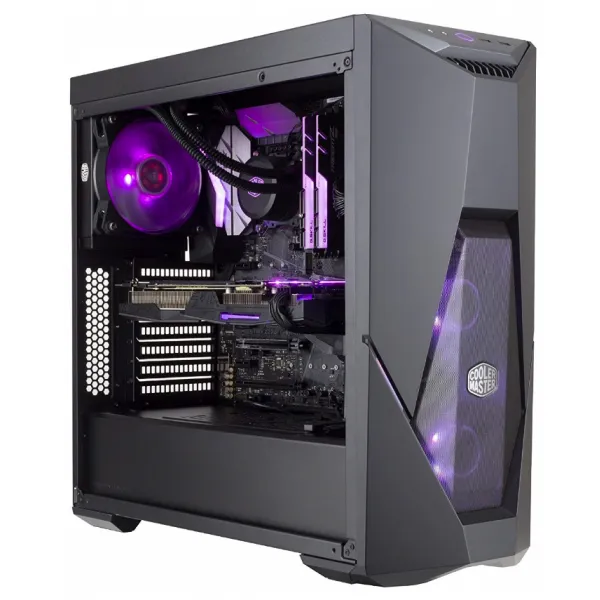 Корпус CoolerMaster MasterBox K500 ARGB (MCB-K500D-KGNN-S02), ATX/mATX/Mini-ITX, 7 cлотов расширения, 6 отсеков для дисков x 3.5"/2.5", 2xUSB 3.2, предустановленный вентилятор 2x120мм ARGB спереди, 1x120 мм сзади, Без Б/П, Цвет: Черный купить с доставкой