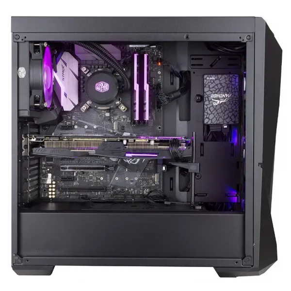 Корпус CoolerMaster MasterBox K500 ARGB (MCB-K500D-KGNN-S02), ATX/mATX/Mini-ITX, 7 cлотов расширения, 6 отсеков для дисков x 3.5"/2.5", 2xUSB 3.2, предустановленный вентилятор 2x120мм ARGB спереди, 1x120 мм сзади, Без Б/П, Цвет: Черный купить с доставкой