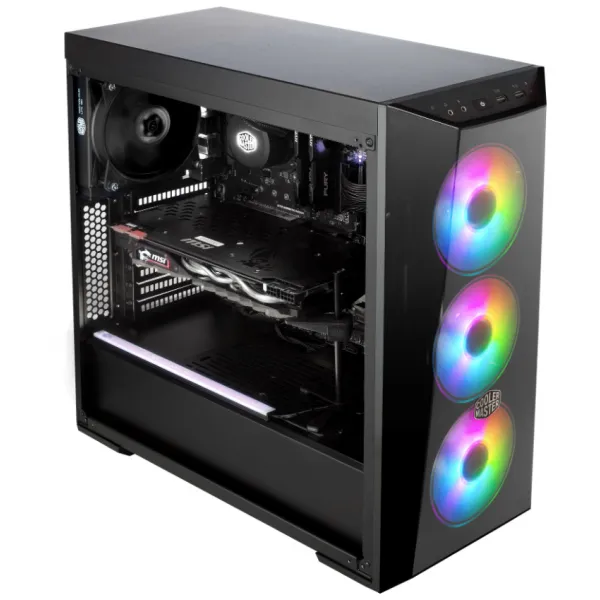 Корпус CoolerMaster MasterBox  LITE 5 ARGB (MCW-L5S3-KGNN-05), ATX/mATX/Mini-ITX, 7 cлот расширения, 2 отсека для дисков x 3.5"(2.5"), 2xUSB 3.2, предустановленный вентилятор сзади 120мм x3, спереди 120мм x3 Черный. с контроллером ARGB купить с доставкой