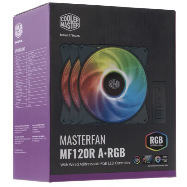 Вентилятор для корпуса CoolerMaster MF120R ARGB комплект из трех вентиляторов 120mm R4-120R-203C-R1 купить с доставкой