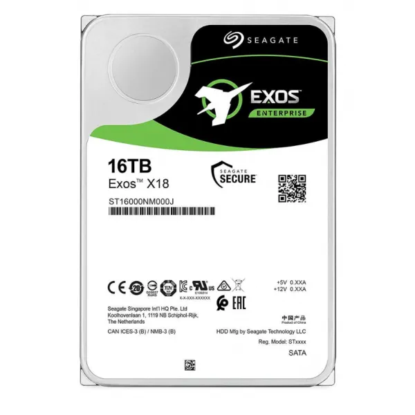 Корпоративный жесткий диск  16Tb Seagate EXOS X18 SATA3 3.5" 256Mb 7200rpm ST16000NM000J купить с доставкой