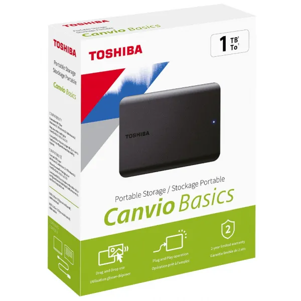 Внешний Жесткий диск Toshiba 1Tb Canvio Basics 2.5" USB3.0 черный HDTB510EK3AA купить с доставкой