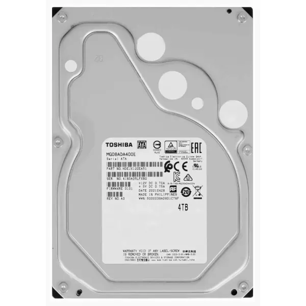 Корпоративный Жесткий Диск HDD 4Tb TOSHIBA Enterprise SATA 6Gb/s 7200rpm 256Mb 3.5" MG08ADA400E купить с доставкой