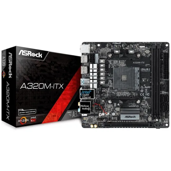 Материнская плата ASRock A320M-ITX AM4 2xDDR4 4xSATA3 M.2 2xHDMI M-ITX купить с доставкой