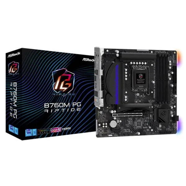 Материнская плата ASRock B760M PG RIPTIDE LGA1700 4xDDR5 4xSATA RAID 2xM.2 HDMI DP mATX купить с доставкой