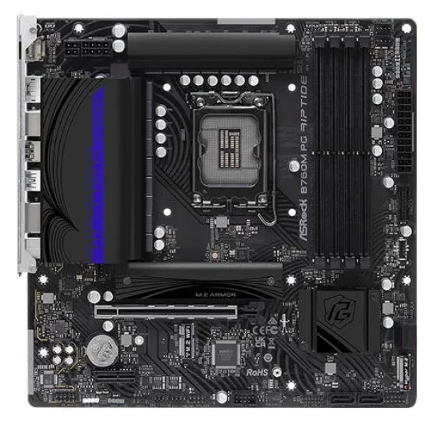 Материнская плата ASRock B760M PG RIPTIDE LGA1700 4xDDR5 4xSATA RAID 2xM.2 HDMI DP mATX купить с доставкой