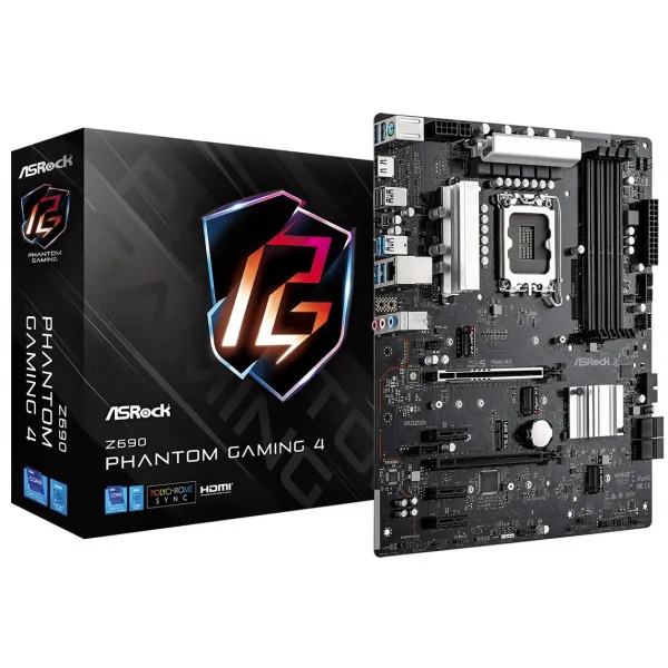 Материнская плата ASRock Z690 PHANTOM GAMING 4 LGA1700 4xDDR4 4xSATA RAID 3xM.2 HDMI ATX купить с доставкой