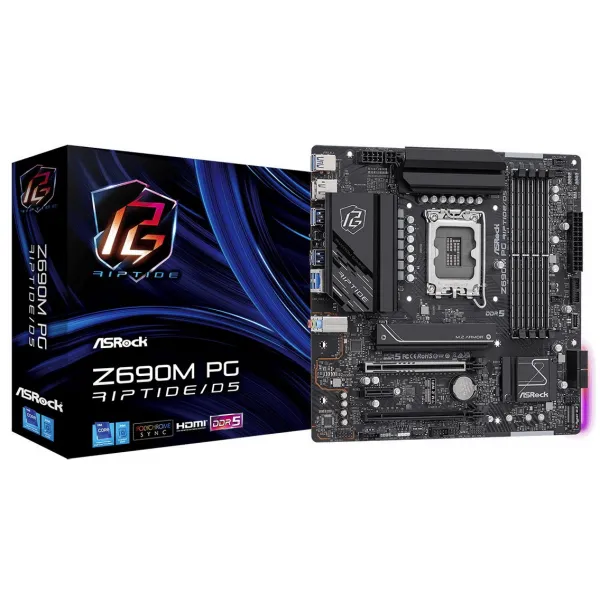 Материнская плата ASRock Z690M PG RIPTIDE/D5 LGA1700 4xDDR5 4xSATA RAID 2xM.2 HDMI mATX купить с доставкой