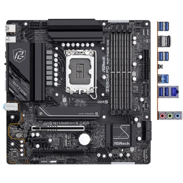 Материнская плата ASRock Z690M PG RIPTIDE/D5 LGA1700 4xDDR5 4xSATA RAID 2xM.2 HDMI mATX купить с доставкой