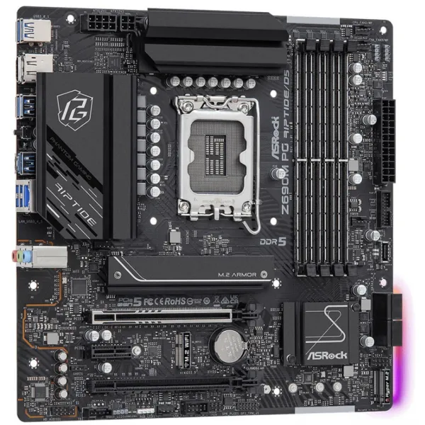 Материнская плата ASRock Z690M PG RIPTIDE/D5 LGA1700 4xDDR5 4xSATA RAID 2xM.2 HDMI mATX купить с доставкой