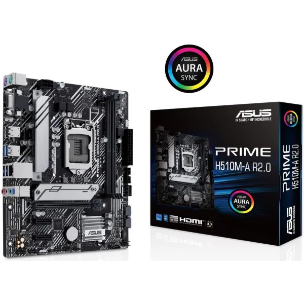 Материнская плата ASUS PRIME H510M-A R2.0 LGA1200 2xDDR4 4xSATA3 M.2 D-Sub HDMI DP mATX купить с доставкой