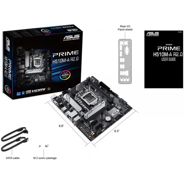 Материнская плата ASUS PRIME H510M-A R2.0 LGA1200 2xDDR4 4xSATA3 M.2 D-Sub HDMI DP mATX купить с доставкой