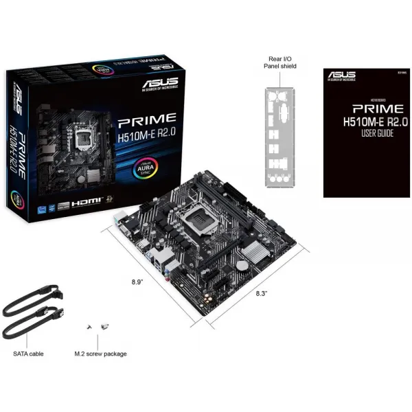 Материнская плата ASUS PRIME H510M-E R2.0 LGA1200 2xDDR4 4xSATA3 M.2 D-Sub HDMI DP mATX купить с доставкой