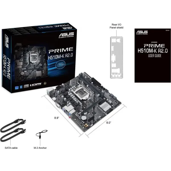 Материнская плата ASUS PRIME H510M-K R2.0 LGA1200 2xDDR4 4xSATA3 1xM.2 D-Sub HDMI mATX купить с доставкой