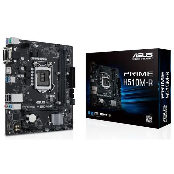 Материнская плата ASUS PRIME H510M-R R2.0-SI LGA1200 2xDDR4 4xSATA3 D-Sub HDMI DVI mATX купить с доставкой