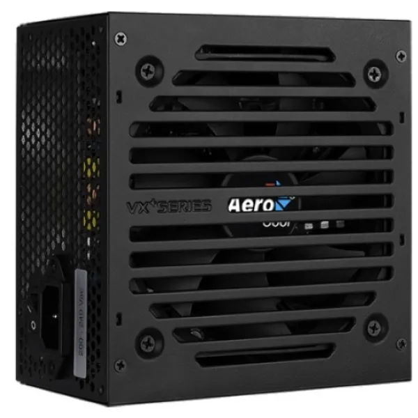 Блок питания, AeroCool, VX PLUS 500, 500W, ATX, (230V None-PFC), 20+4 pin, 4+4pin, 3Sata, 3Molex, 1FDD, 1PCI-E 6 pin, Вентилятор 12 см, Кабель питания, Чёрный купить с доставкой