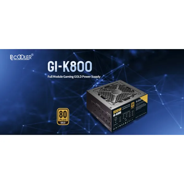 Блок питания PCCooler GI-K800, 800W, Full Modular, 80+ GOLD, Fan 120mm, GI-K800 купить с доставкой