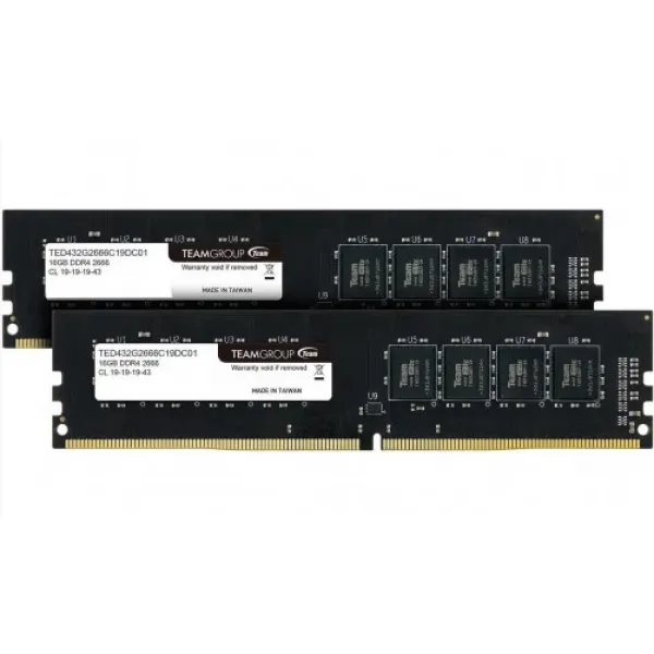 Оперативная память 32GB Kit (2x16GB) 2666MHz DDR4 Team Group ELITE PC4-21300 CL19 TED432G2666C19DC01 купить с доставкой