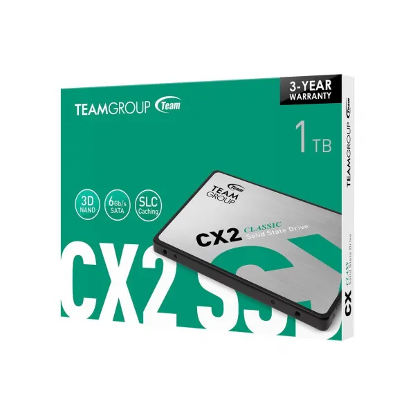 Твердотельный накопитель 1000GB SSD TeamGroup CX2  2.5” SATA3 R540Mb/s, W490MB/s T253X6001T0C101 купить с доставкой