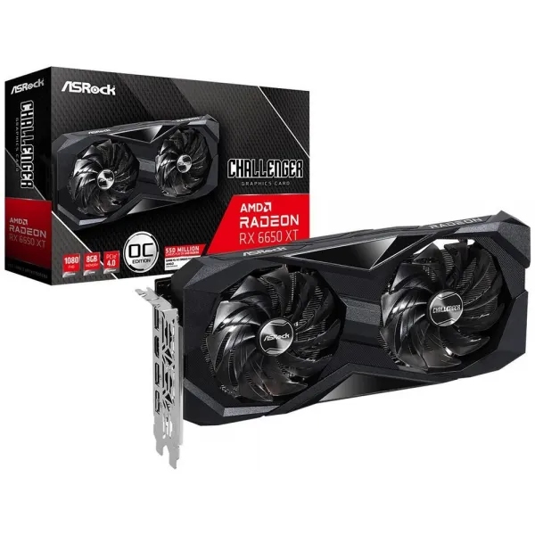 Видеокарта AsRock RADEON RX 6650 XT Challenger D 8GB OC, 8GB GDDR6 128-bit 3xDP 1xHDMI RX6650XT CLD 8GO купить с доставкой