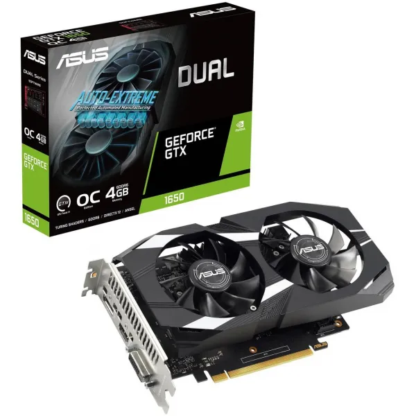 Видеокарта ASUS GeForce GTX1650 OC 4Gb GDDR6 128bit DVI HDMI DP HDCP DUAL-GTX1650-O4GD6-P-V2 купить с доставкой