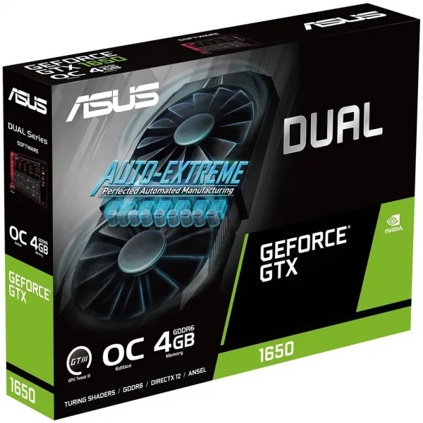 Видеокарта ASUS GeForce GTX1650 OC 4Gb GDDR6 128bit DVI HDMI DP HDCP DUAL-GTX1650-O4GD6-P-V2 купить с доставкой