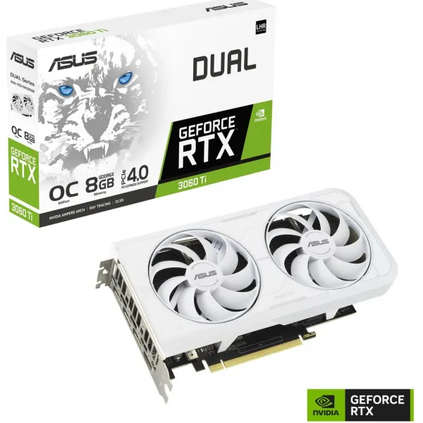 Видеокарта ASUS GeForce RTX3060 Ti OC, GDDR6 8GB 256-bit 1xHDMI 3xDP DUAL-RTX3060TI-O8GD6X-WHITE купить с доставкой