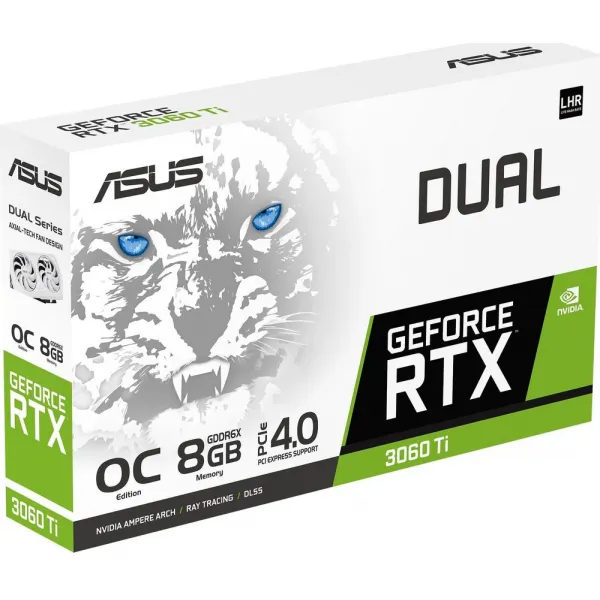 Видеокарта ASUS GeForce RTX3060 Ti OC, GDDR6 8GB 256-bit 1xHDMI 3xDP DUAL-RTX3060TI-O8GD6X-WHITE купить с доставкой