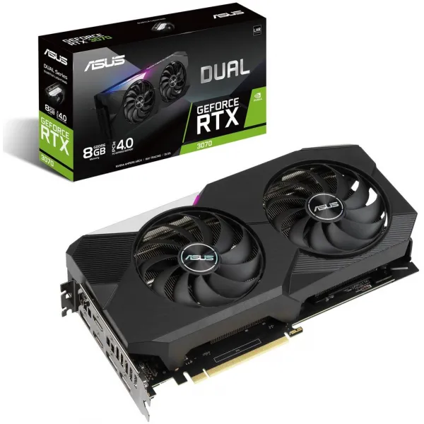 Видеокарта ASUS GeForce RTX3070 OC GDDR6 8GB 256-bit 2xHDMI 3xDP DUAL-RTX3070-O8G-V2 купить с доставкой