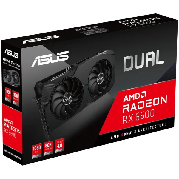 Видеокарта ASUS AMD Radeon RX 6600 8GB GDDR6 128-bit HDMI 3xDP HDCP DUAL-RX6600-8G-V2 купить с доставкой