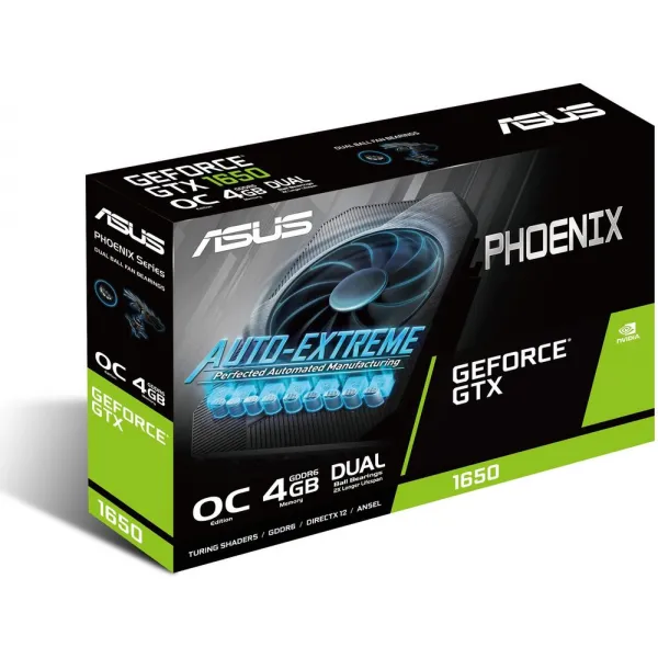 Видеокарта ASUS GeForce GTX1650 4Gb GDDR6 128bit DVI HDMI DP HDCP PH-GTX1650-O4GD6 купить с доставкой