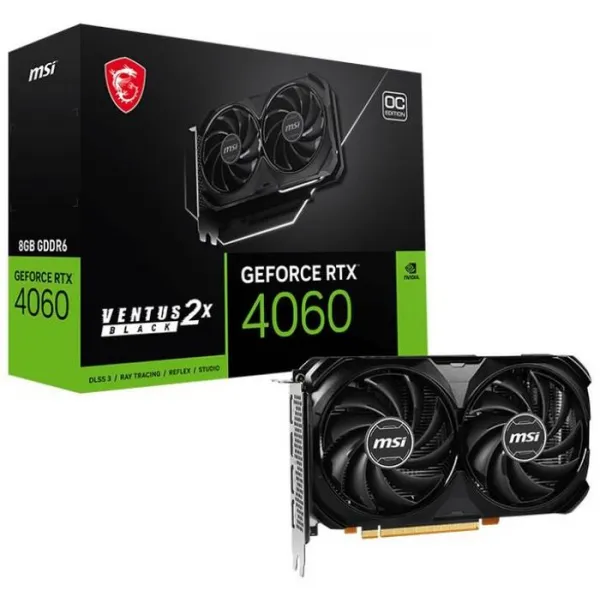 Видеокарта MSI GeForce RTX 4060 VENTUS 2X BLACK 8G OC, 8G GDDR6 128-bit HDMI 3xDP  купить с доставкой