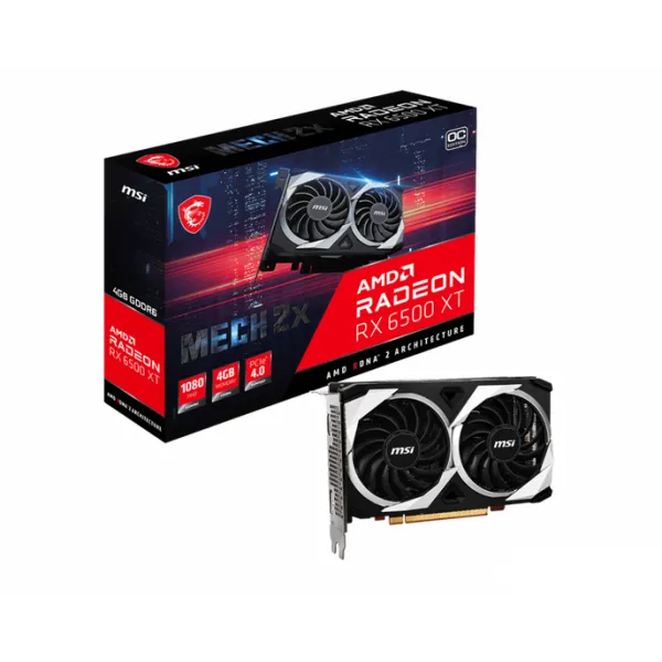 Видеокарта MSI RADEON RX 6500 XT MECH 2X, 4GB GDDR6 64-bit HDMI DP RX 6500 XT MECH 2X 4G OC купить с доставкой