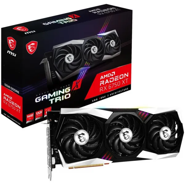 Видеокарта MSI  RADEON RX 6750 XT GAMING TRIO 12G, 12GB GDDR6 192-bit HDMI 3xDP RX 6750 XT GAMING TRIO 12G купить с доставкой